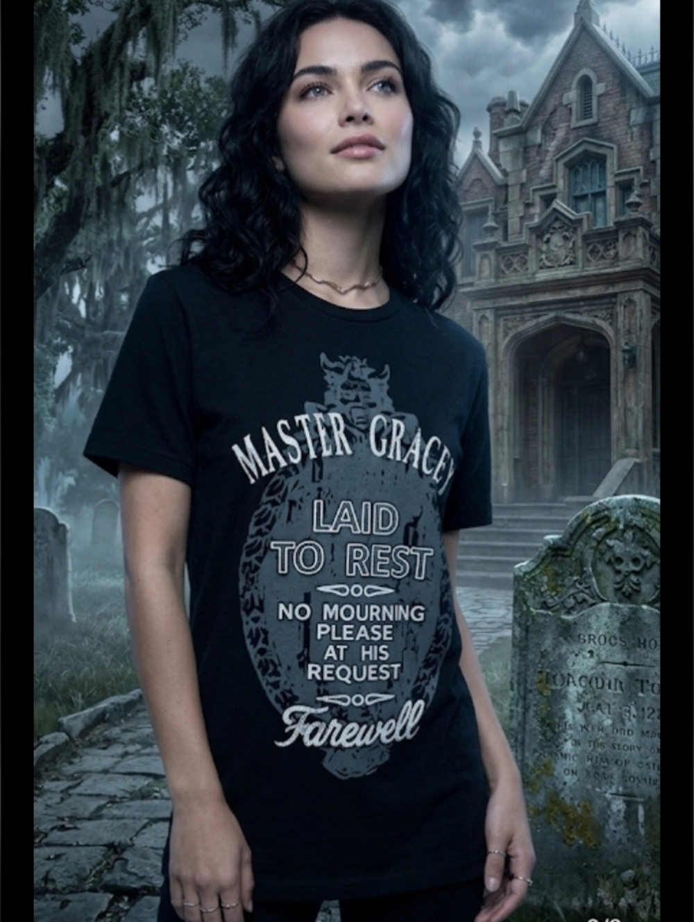 #28 NWOT Disney Haunted Black Tee, Unisex Small, Women's Medium